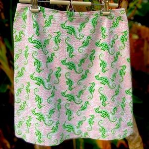 VINEYARD VINES Women's Pink and Green Seahorse Novelty Print Skirt Size 6